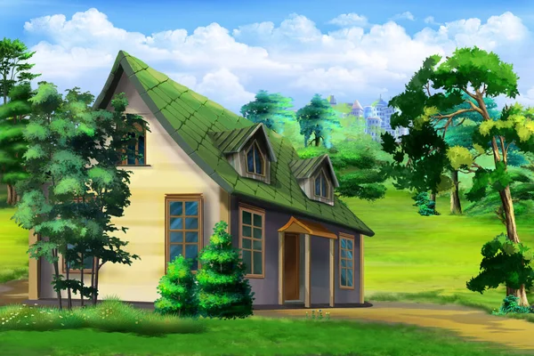 Private Residential Building Village Digital Painting Background Illustration — ストック写真