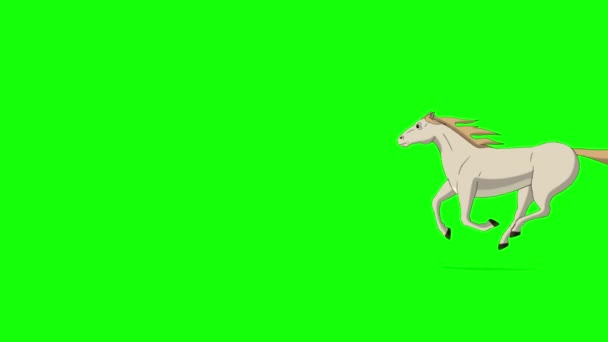 Galopy Białego Konia Ręcznie Robione Animowane Filmy Izolowane Zielonym Ekranie — Wideo stockowe