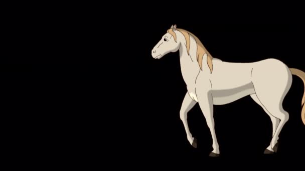 White Horse Går Fram Och Tillbaka Hela Vägen Handgjorda Animerade — Stockvideo