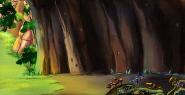 Sihirli masal mağarasına giriş. Dijital Boyama Arkaplanı, Resimler.