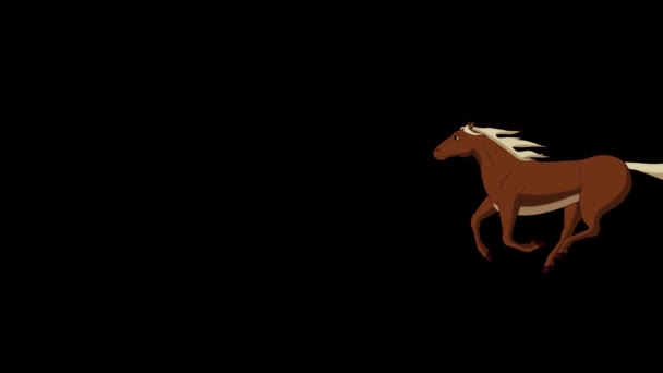 Braune Pferde Galoppieren Handgemachtes Animiertes Filmmaterial Isoliert Auf Alpha Kanal — Stockvideo