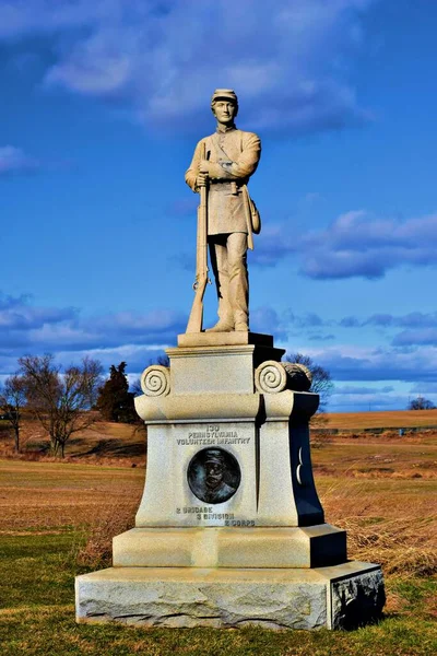 Campo Batalla Nacional Antietam 130º Monumento Infantería Voluntaria Pensilvania — Foto de Stock