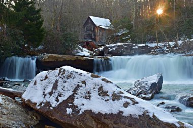 Babcock State Park Glade Creek Grist Mill Batı Virginia Kış 2022