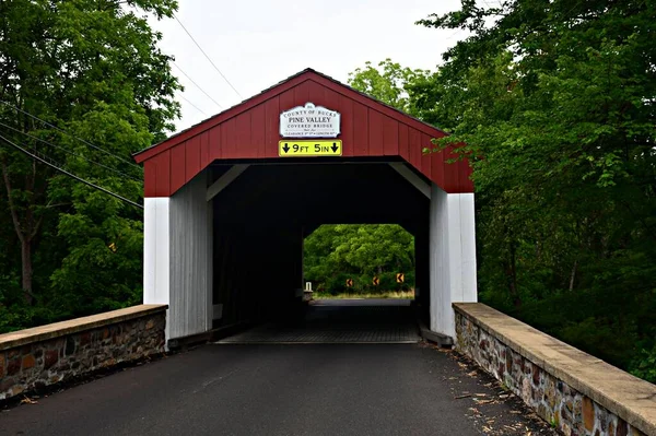País Bucks Pine Valley Covered Bridge New Britain Township Pensilvania — Foto de Stock