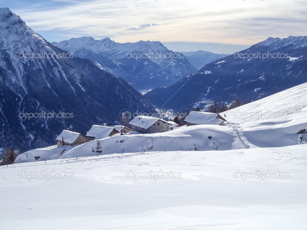 Val Blenio. snowy path
