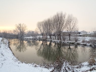 Kışın nehir oglio bataklıklar 