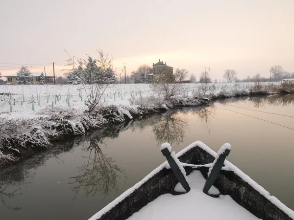 Les marais de la rivière oglio en hiver — Photo
