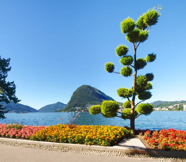 Monte san salvatore gezien vanuit het park — Stockfoto