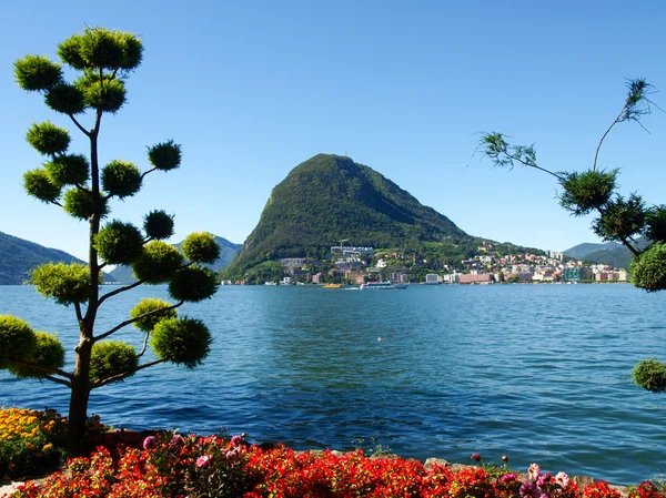 Monte San Salvatore seen from the park — Stock Photo, Image