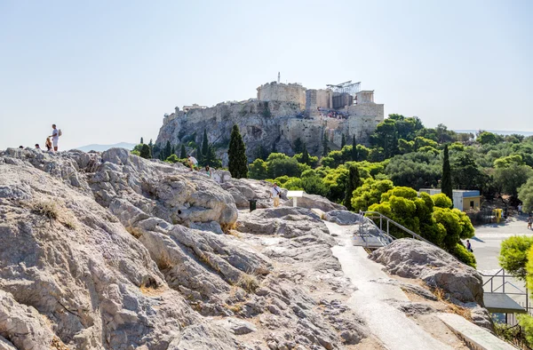 Ateny. Zobacz Akropol z Areopagu — Zdjęcie stockowe