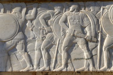 Thermopylae, Greece. Detail of the monument to the king Leonidas and 300 Spartans clipart