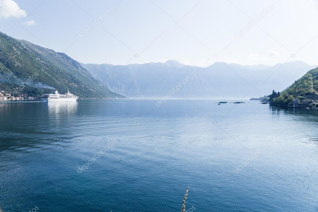 Montenegro. Сruise ship in the bay of Kotor