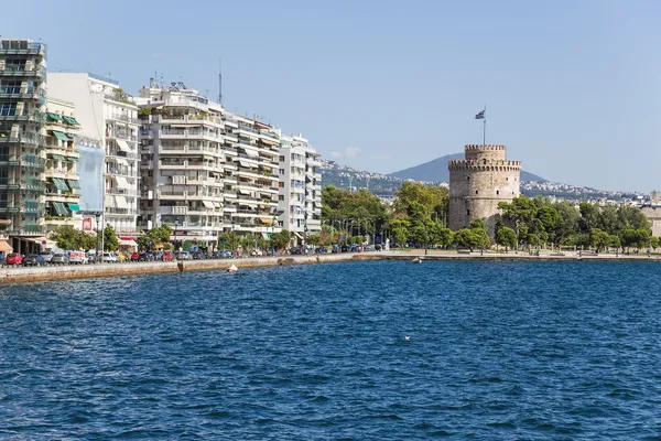 Thessaloniki, Grecja. Nasyp i biała wieża — Zdjęcie stockowe