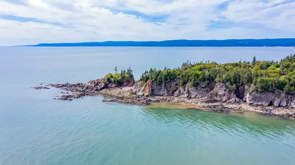 Drone View Green Island Canada Island Aerial View Beach Island — 图库照片