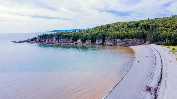 Drone View Green Island Canada Island Aerial View Beach Island — Foto de Stock