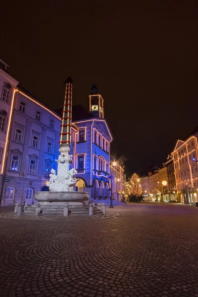 Christmas decorated Main square in Ljubljana — Stock Photo, Image