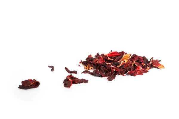 ハイビスカス。赤いハイビスカスの葉は白い背景に孤立しています。カーケイド。唐手茶. — ストック写真