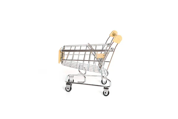 The shopping cart is isolated on a white background. Empty trolley. — Stock Photo, Image