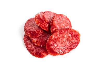 Beyaz arka planda izole edilmiş sosis. Çin sosisi..