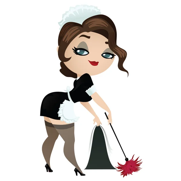 Cleaning lady with duster — Stock Vector