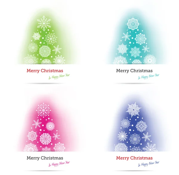 Set of 4 colorful Christmas trees — Stock Vector