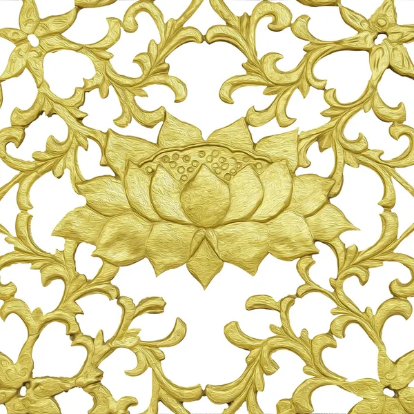 Golden Thai Style Pattern, golden lotus decorated on black background — Stock Photo, Image