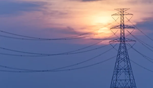 High Voltage Tower at sunset — Stock Photo, Image