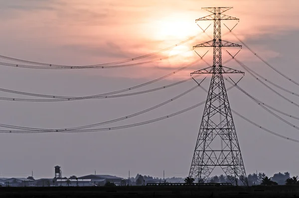 High Voltage Tower at sunset — Stock Photo, Image