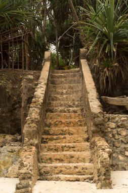 Sahile çıkan taş adımlar. Stand, Zanzibar Urban West, Tanzanya.
