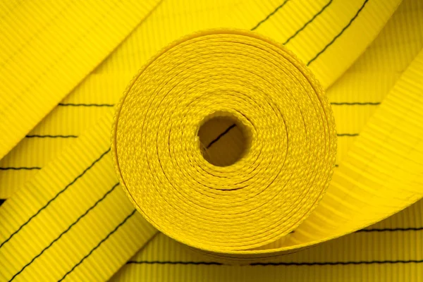 Průmyslový Šicí Stroj Šije Popruh Výroba Textilních Pásů Vázacích Popruhů — Stock fotografie