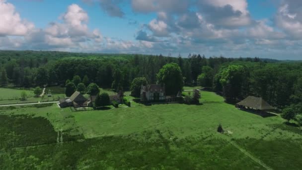 Castelo Paisagem Rural Francesa Vista Aérea Efeito Paralaxe Uma Casa — Vídeo de Stock