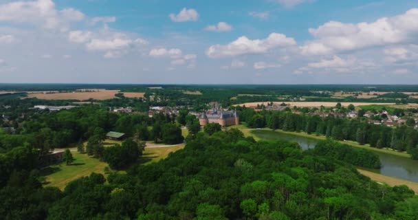 França Velho Castelo Drone Vista Aérea Castelo Saint Fargeau Imagens — Vídeo de Stock