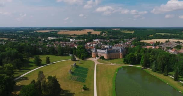 France Old Castle Drone Aerial View Castle Saint Fargeau High — Video