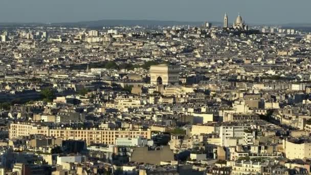 Aerial View France Paris Arc Triomphe Triumphal Arch Champs Elysees — Stok video