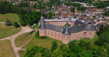 Aerial drone shot tracking around the stunning Castle in France. High quality 4k footage
