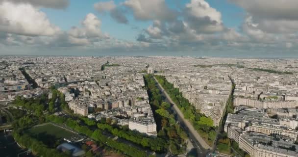 Aerial View France Paris Arc Triomphe Triumphal Arch Champs Elysees — Stok video