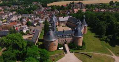 Aerial drone shot tracking around the stunning Castle in France. High quality 4k footage