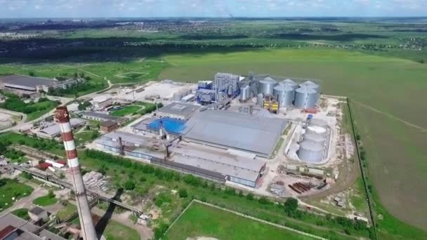 Industrial Zone Factory Plant Processing Sunflower Oil Oilseeds Aerial View — Video