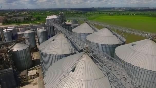 Industrial Zone Factory Plant Processing Sunflower Oil Oilseeds Aerial View — Video