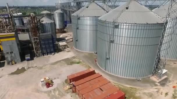 Industrial Zone Factory Plant Processing Sunflower Oil Oilseeds Aerial View — Stockvideo