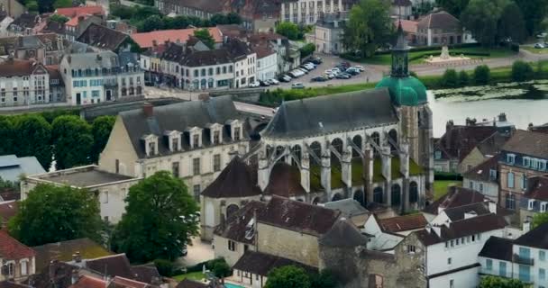 Vista Aérea Cidade Francesa Joigny Joigny Uma Comuna Francesa Região — Vídeo de Stock