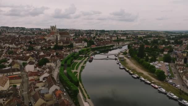 Widok Lotu Ptaka Francuskie Miasto Joigny Joigny Miejscowość Gmina Francji — Wideo stockowe