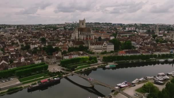 Widok Lotu Ptaka Francuskie Miasto Joigny Joigny Miejscowość Gmina Francji — Wideo stockowe