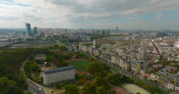 Vue Depuis Drone Volant Dessus Ville Paris Paysage Urbain Ville — Video