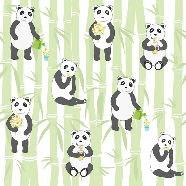 Varrás nélküli, a pandák — Stock Vector