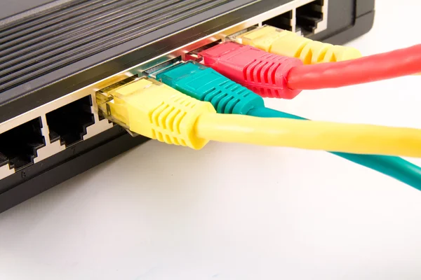 Switch with connected cables — Stock Photo, Image