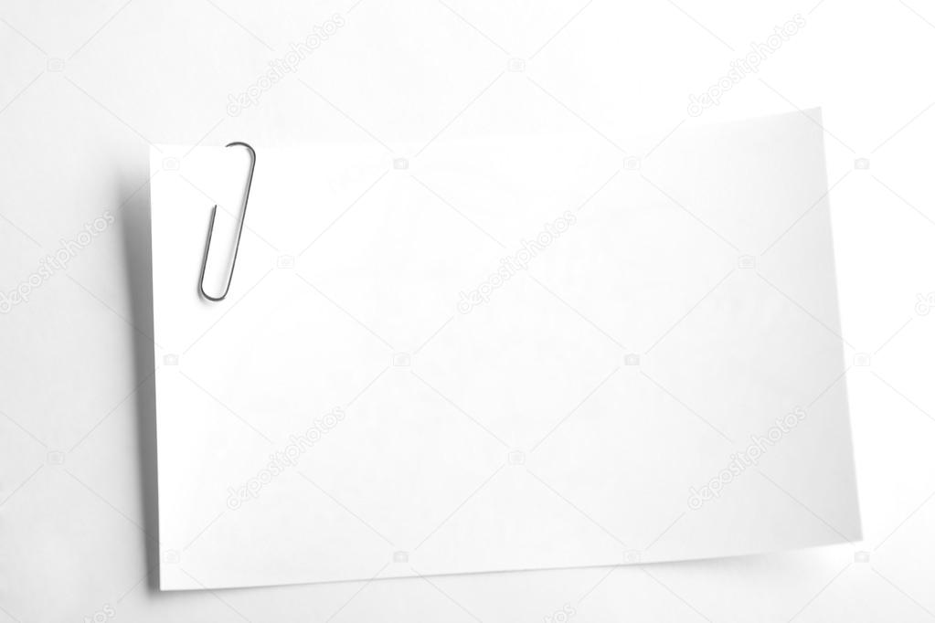 White sheets for record stapled paper clip