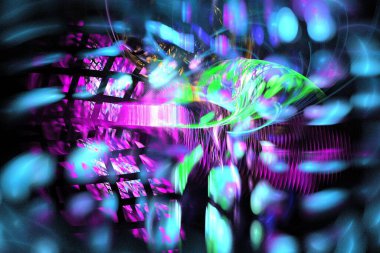 soyut arkaplan, sanat özgün 3D illüstrasyon, siyah mavi çok renkli fraktal kompozisyon afişi