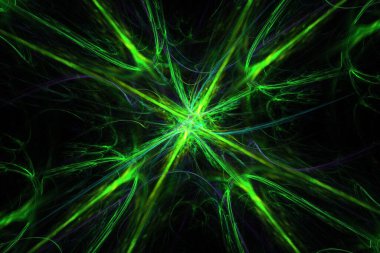 Soyut arkaplan, 3 boyutlu illüstrasyon, grafik ve tasarım sanat projeleri için çok renkli yeşil fraktal kompozisyon. Yüksek kalite