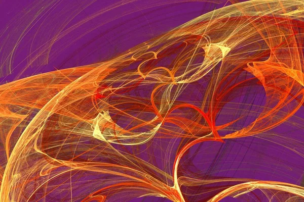 背景色彩趋势摘要2022年 3D图解 使天鹅绒紫橙色多彩线分形独特的组成图形和设计艺术项目 高质量的 — 图库照片